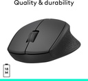 Logitech M330 Silent Plus, mouse inalámbrico grande, color negro, Negro