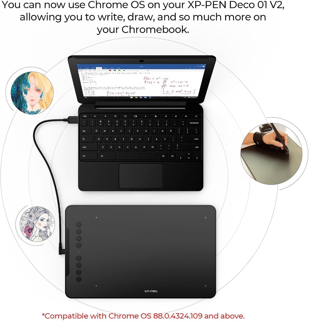 XPPen - Tableta de dibujo Deco 01 V3 actualizada, 16384 niveles de presión sin batería, tableta gráfica OSU de 10 x 6 pulgadas, 8 teclas de acceso rápido para arte digital, enseñanza, almohadilla