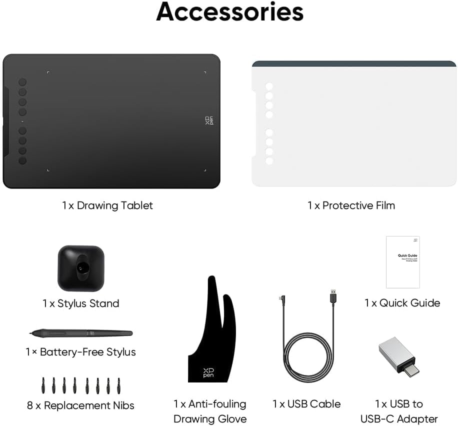 XPPen - Tableta de dibujo Deco 01 V3 actualizada, 16384 niveles de presión sin batería, tableta gráfica OSU de 10 x 6 pulgadas, 8 teclas de acceso rápido para arte digital, enseñanza, almohadilla