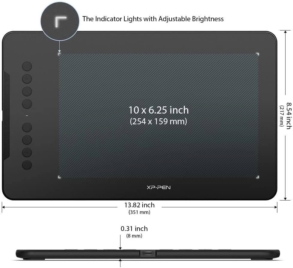 XPPen - Tableta de dibujo Deco 01 V3 actualizada, 16384 niveles de presión sin batería, tableta gráfica OSU de 10 x 6 pulgadas, 8 teclas de acceso rápido para arte digital, enseñanza, almohadilla