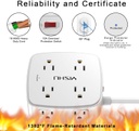 Regleta protectora de sobretensiones de 6 pies, 8 tomas amplias con 4 puertos USB, extensor de salida de 3 lados con cable de extensión de 6 pies, enchufe plano, montaje en pared, estación de carga
