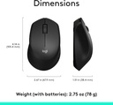 Logitech M330 Silent Plus, mouse inalámbrico grande, color negro, Negro