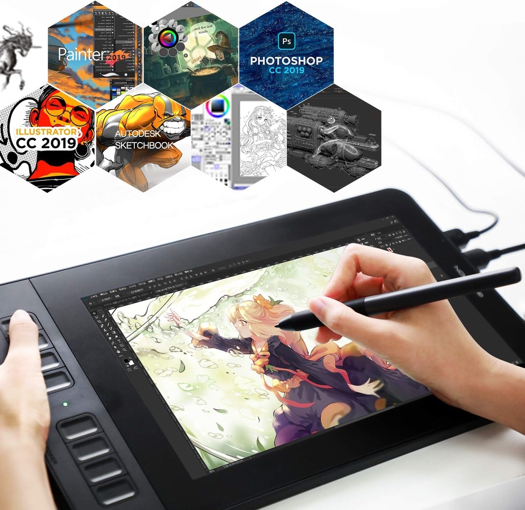 GAOMON PD1161 Tableta de dibujo con pantalla, tableta de arte digital con lápiz capacitivo, inclinación, 8 teclas de acceso directo para pintura, diseño, ilustración, edición, tableta gráfica de 11.6