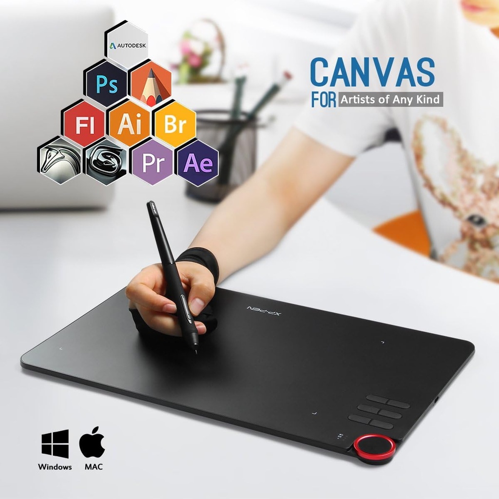 XPPen Deco 03 - Tableta de dibujo de gráficos digitales inalámbrica de 2.4G