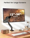 ErGear Brazo de monitor único para pantallas de 13 a 34 pulgadas, soporte de monitor de resorte de gas ajustable con capacidad para hasta 22 libras, soporte de monitor de computadora con soporte VESA