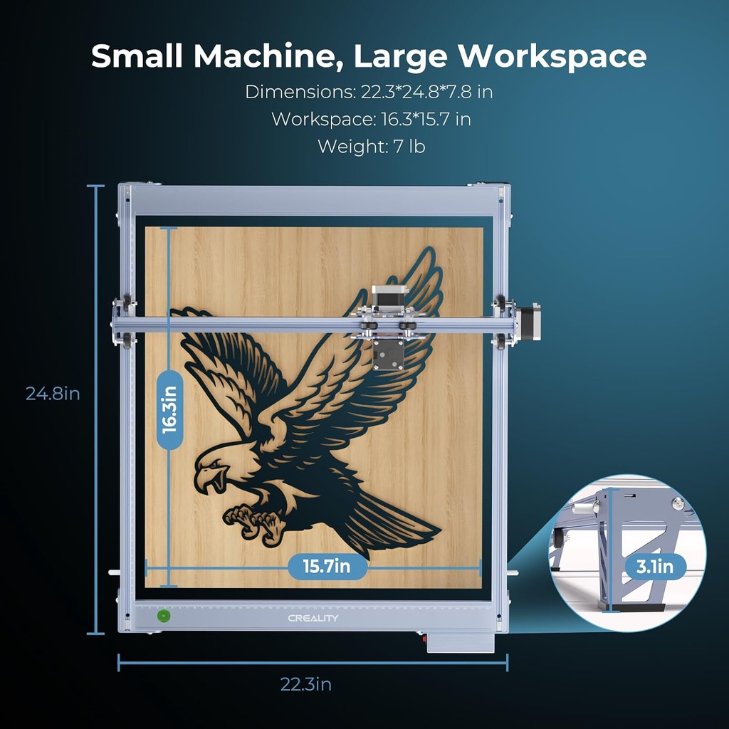 Creality Falcon Máquina grabadora láser de 10 W, máquina de grabado láser de alta precisión de 0.002 in, cortadora láser de 72 W y máquina grabadora para madera, metal, acrílico, cuero, espacio de 
