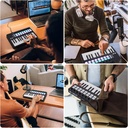 M-VAVE Controlador de teclado MIDI USB de 25 teclas con 8 almohadillas retroiluminadas, teclado dinámico profesional semiponderado Bluetooth, 8 perillas y producción de música, software incluido