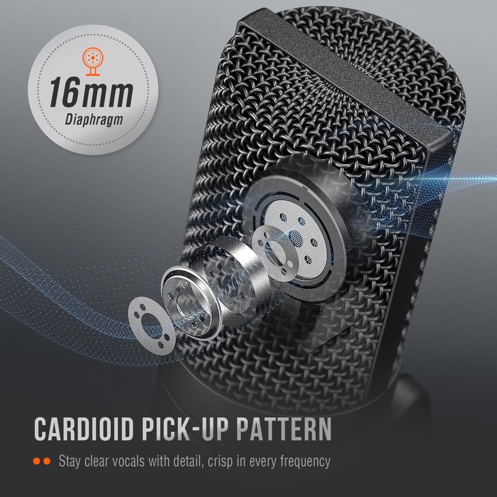 Microfono USB De Condensador FIFINE K669B - Cardioide Para PC, PS4, Mac - Para Streaming - Podcast - Twitch. (Black)