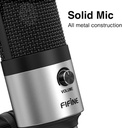 Microfono USB De Condensador FIFINE K669S - Cardioide Para PC, PS4, Mac - Para Streaming - Podcast - Twitch. (Silver)
