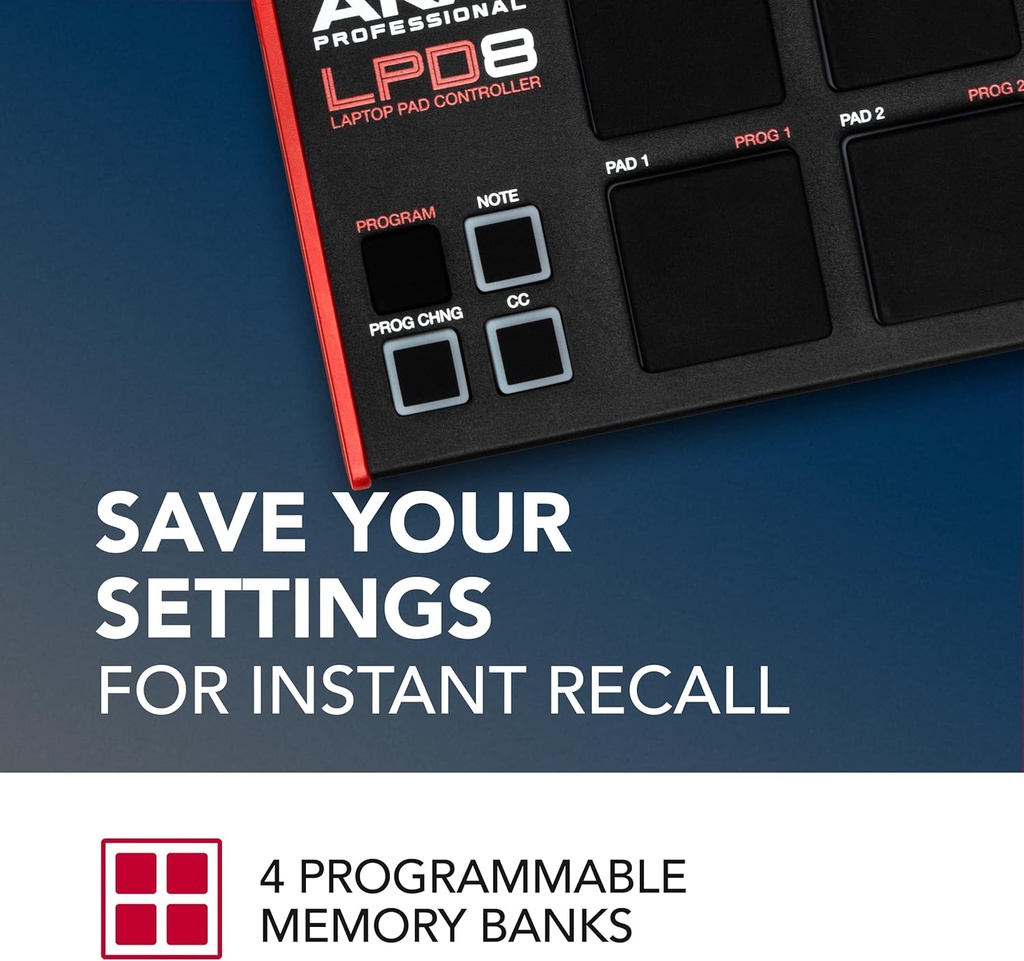 AKAI Professional LPD8 - USB MIDI Controller with 8 Responsive RGB MPC Drum Pads