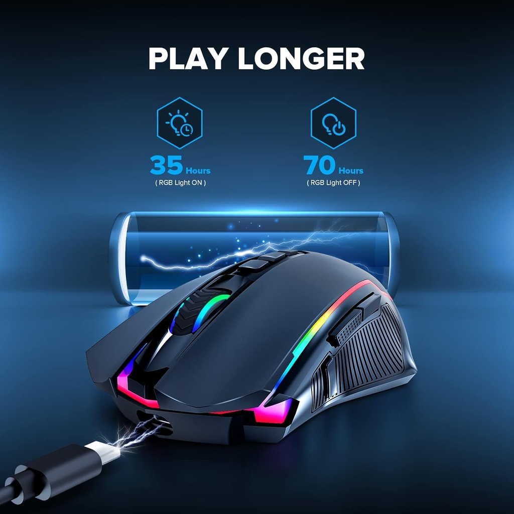 Mouse Gamer Redragon Ranger M910-K cableado - RGB, 8000 DPI ajustable, 9 botones macro programables y botón de fuego, software compatible con teclas DIY