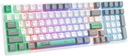 ONIKUMA G80Membrana cremosa de teclado inalámbrico con retroiluminación arcoíris, conectividad de 3 modos (BT/2.4G/USB-C) con pantalla LCD y perilla multifunción, batería de 200 horas