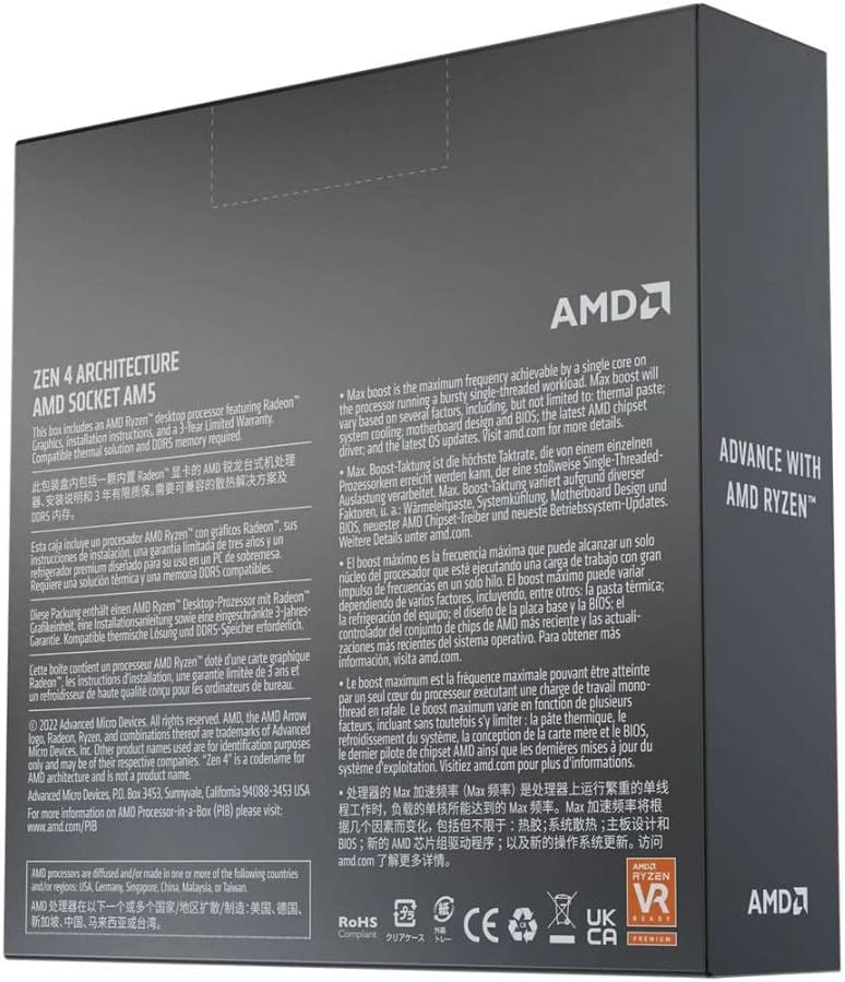 Procesador AMD Ryzen 5 - 7600X - Hasta 5.3 GHz - 6 núcleos y 12 hilos Desbloqueados (AM5)