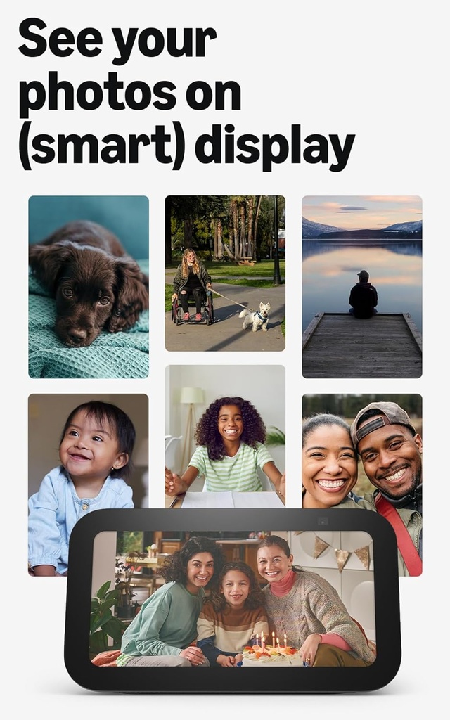 Amazon Echo Show 5 (modelo más reciente), Pantalla inteligente con 2x bajo y sonido claro, Blanco glaciar