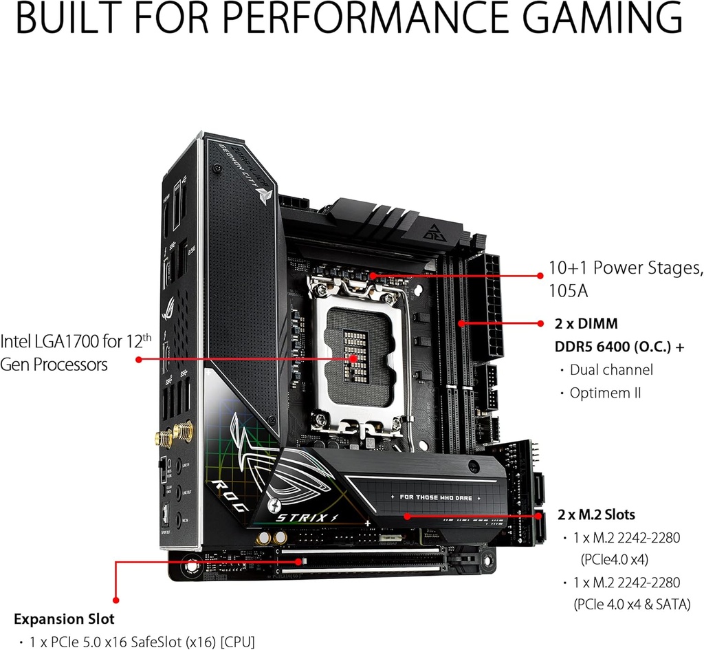 Tarjeta Madre ASUS ROG Strix Z690-I Gaming WiFi 6E LGA 1700 (Intel® 12th&13th Gen) mini-ITX gaming motherboard