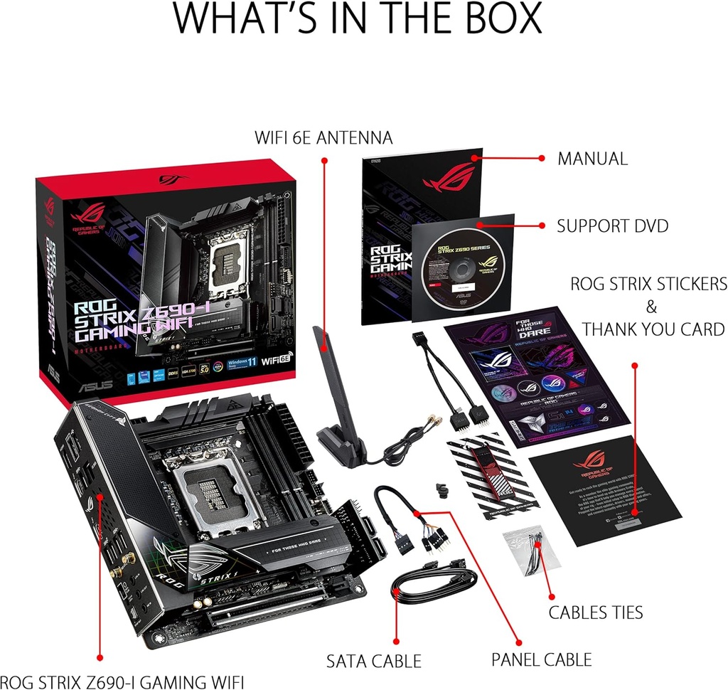 Tarjeta Madre ASUS ROG Strix Z690-I Gaming WiFi 6E LGA 1700 (Intel® 12th&13th Gen) mini-ITX gaming motherboard