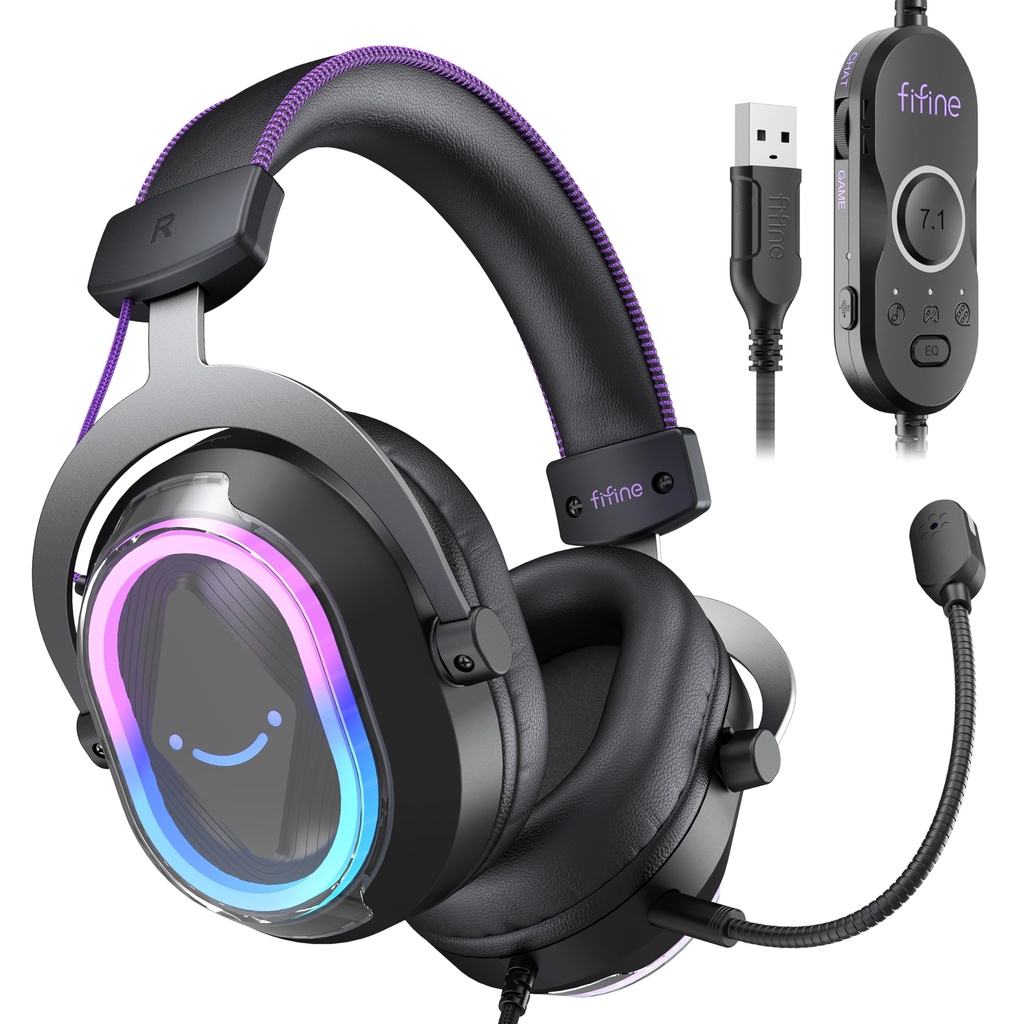 FIFINE Auriculares USB con cable para juegos PC H13