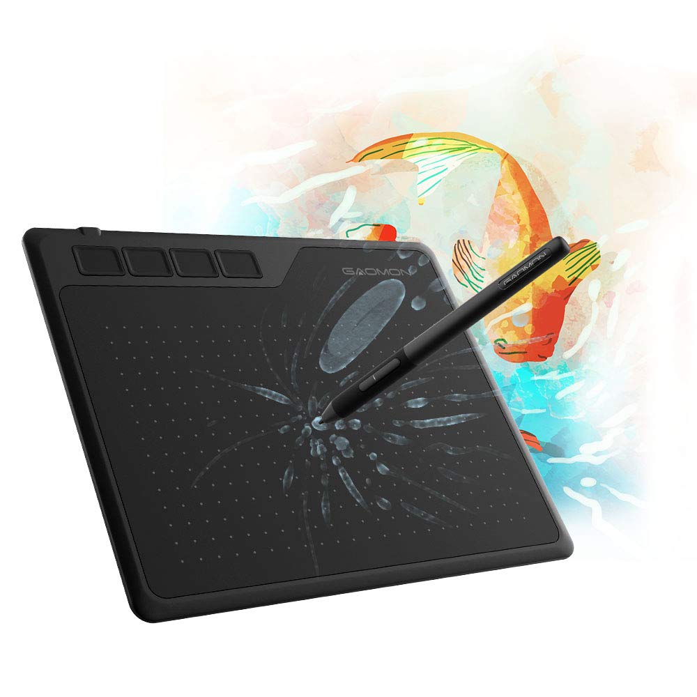 GAOMON Tableta de dibujo S620 de 6.5 x 4 pulgadas con lápiz pasivo 8192 4 teclas expresas personalizables para arte digital, pintura, reproducción OSU, compatible con PC con Windows, Mac