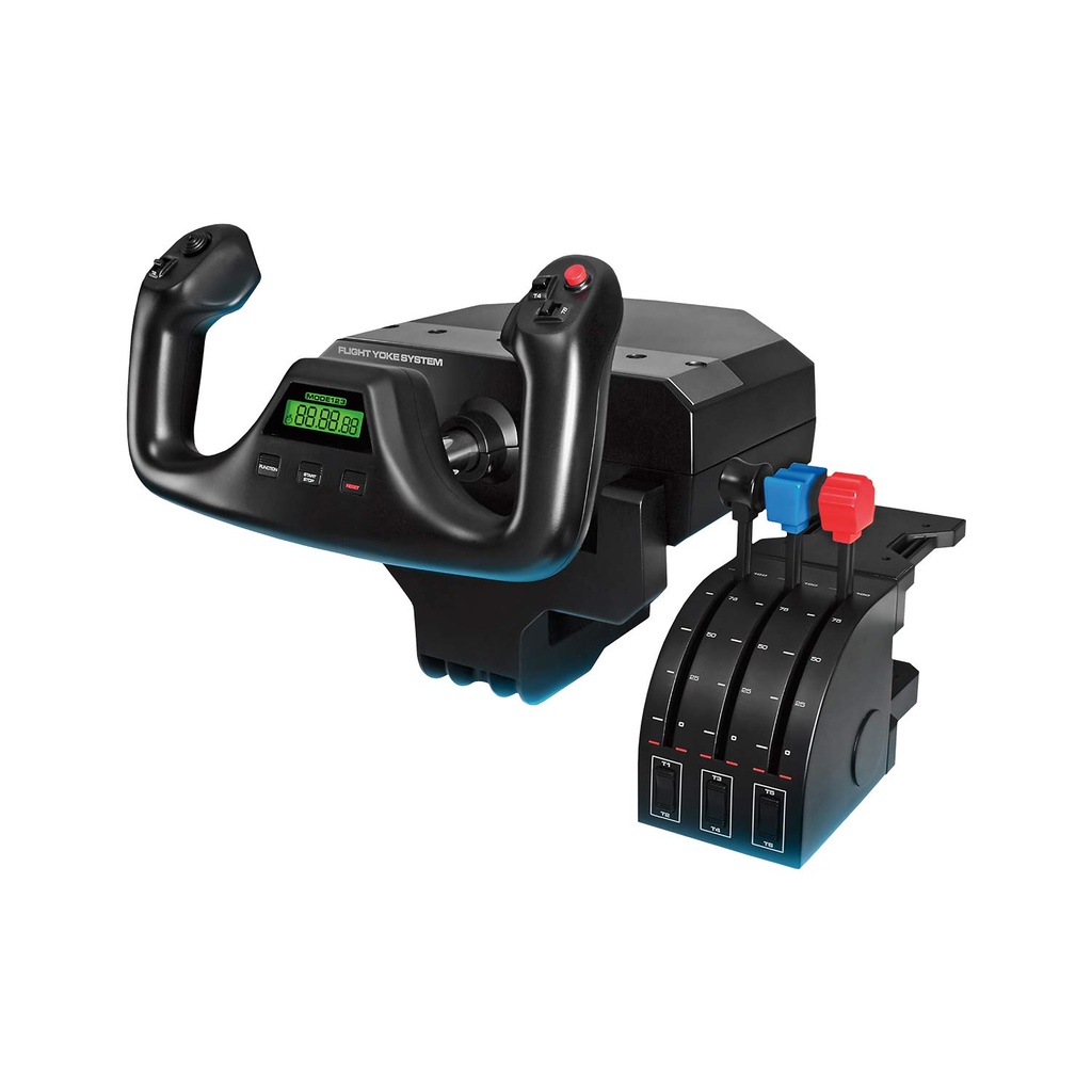 Logitech G PRO Sistema de yugo de vuelo, cuadrante profesional de yugo de simulación y acelerador, 3 modos, 75 controles programables, perillas configurables, eje de acero, USB, PC, color negro