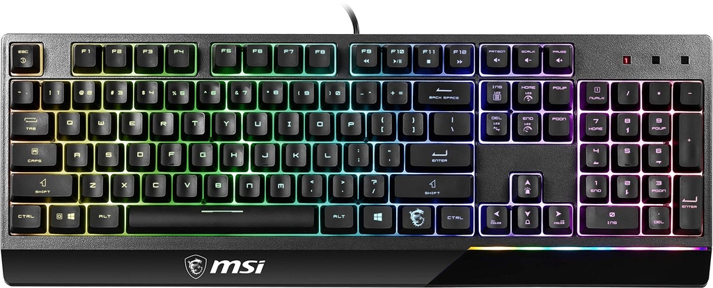 MSI Teclado para juegos con retroiluminación RGB dedicado teclas de acceso rápido anti-fantasma resistente al agua Vigor GK20
