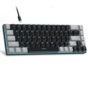 MageGee MK-Box - Teclado mecánico portátil 60% para juegos, retroiluminación LED, compacto, 68 teclas, mini teclado de oficina con cable con interruptor rojo para Windows portátil, PC, Mac, negro y