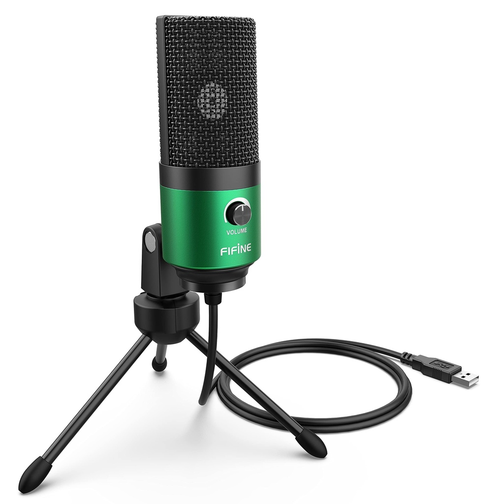 Microfono USB De Condensador FIFINE K669G - Cardioide Para PC, PS4, Mac - Para Streaming - Podcast - Twitch. (Green)