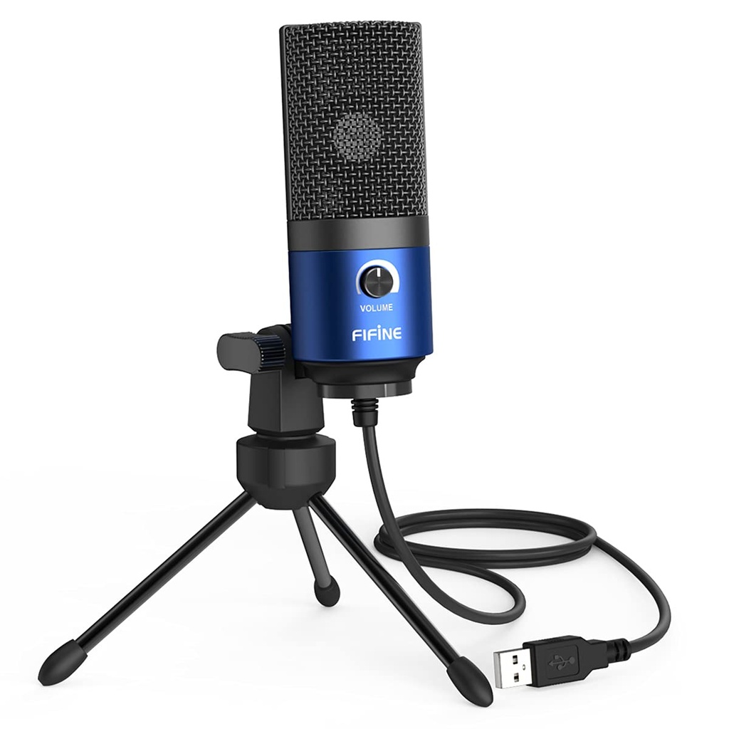 Microfono USB De Condensador FIFINE K669L - Cardioide Para PC, PS4, Mac - Para Streaming - Podcast - Twitch. (Blue)
