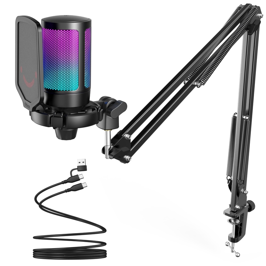Microfono USB FIFINE AMPLIGAME A6T RGB