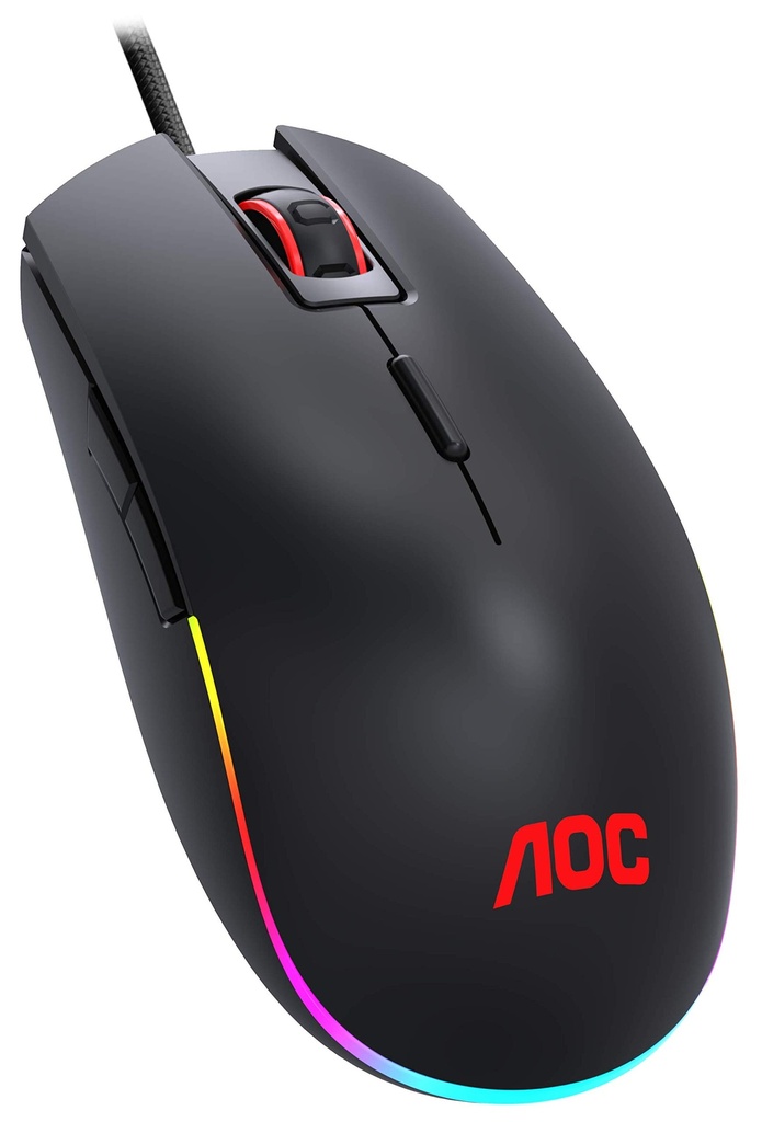 Mouse Gamer AOC RGB GM500, NVIDIA Reflex Analyzer Compatible, Low Input Lag, OMRON (L&R) Switches, 5000 DPI, Customizable