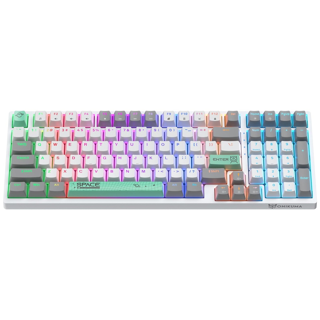 ONIKUMA G80Membrana cremosa de teclado inalámbrico con retroiluminación arcoíris, conectividad de 3 modos (BT/2.4G/USB-C) con pantalla LCD y perilla multifunción, batería de 200 horas