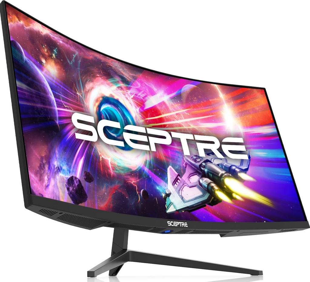 Sceptre Monitor WQHD ultraancho curvo de 34 pulgadas 3440 x 1440 R1500 hasta 165Hz DisplayPort x2 99% sRGB 1 ms imagen por imagen, negro máquina 2023 (C345B-QUT168)