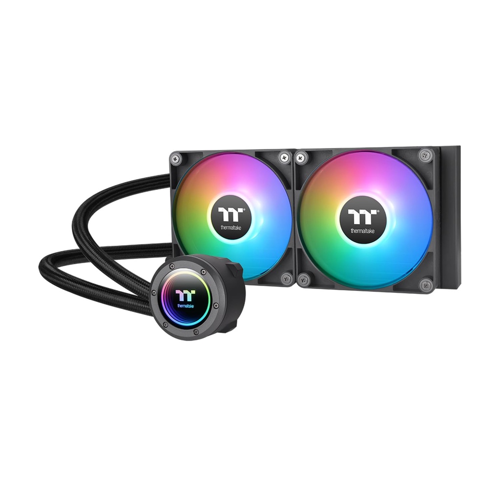 Thermaltake TH240 ARGB Sync V2 - Enfriador líquido de CPU/Enfriamiento líquido ALO/ventilador 4.724 in*2/PWM 500 ~ 2000 RPM/bloque de agua espejo/MB ARGB Sync Control, CL-W361-PL12SW-A, negro