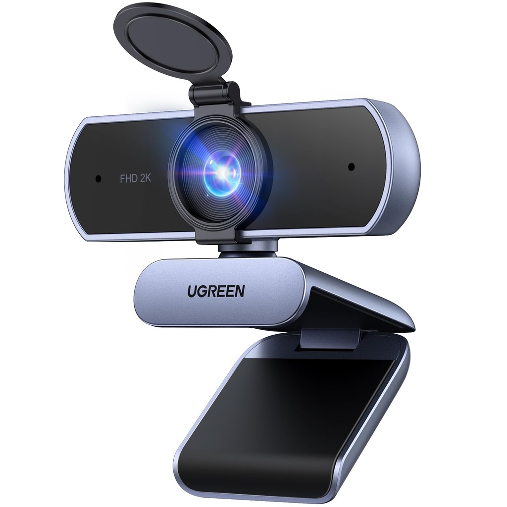 UGREEN Cámara web 2K para PC Ultra HD 1080P Cámara web con micrófono, cámara de PC con cubierta de privacidad, cámara web USB para transmisión, conferencias, videollamadas, zoom, Skype, equipos