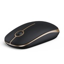 Vssoplor - Mouse inalámbrico, 2.4 G, delgado y portátil, con nano receptor, silencioso y óptico para portátil, PC, laptop, color negro y dorado