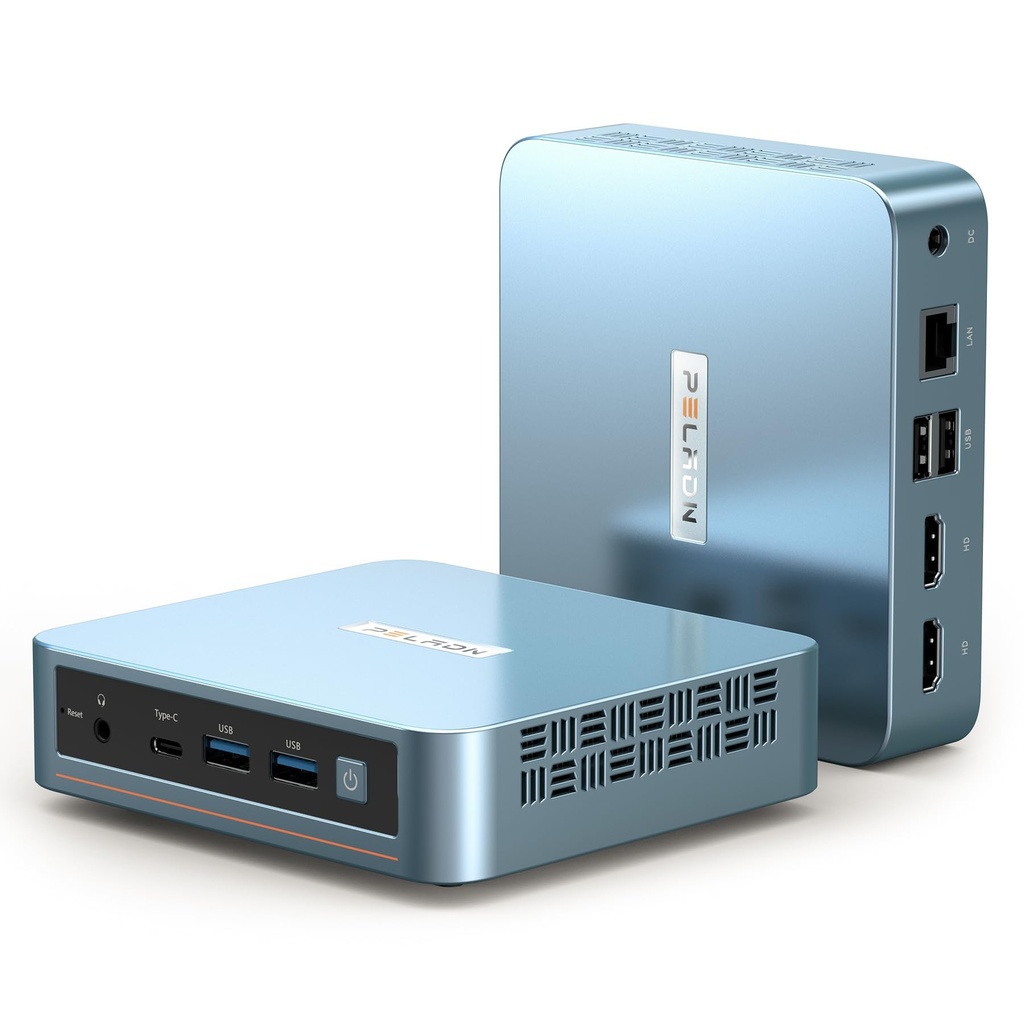 PELADN Mini PC, N97(hasta 3.4GHz), 16GB DDR4/512GB SSD, Tipo-C/Dual HDMI 4K/60Hz Triple-Display USB3.2/BT4.2/WiFi5 Mini computadoras 