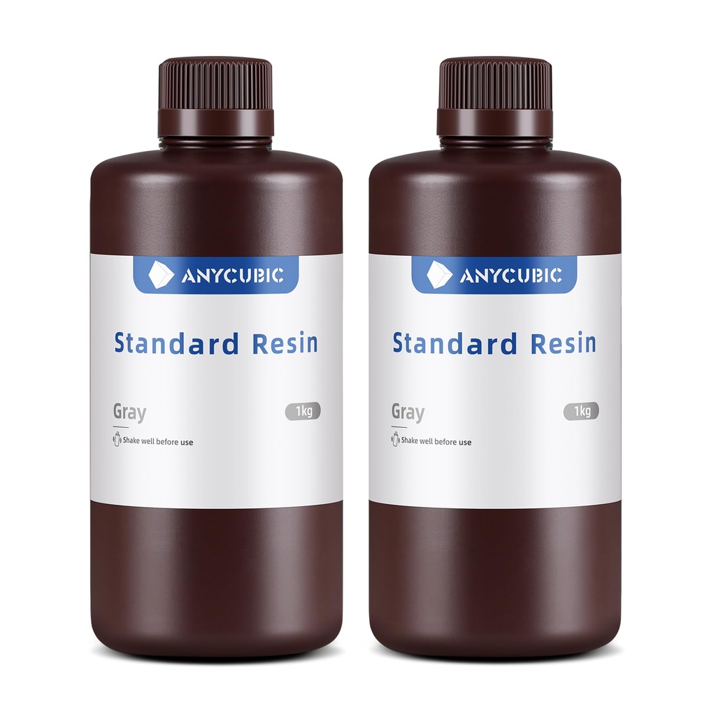 ANYCUBIC - Resina de curado UV de 405 nm para impresión 3D SLA y LCD, alta precisión, rapidez de curado y excelente fluidez (color gris, 2 unidades de 35.27 oz cada una) 