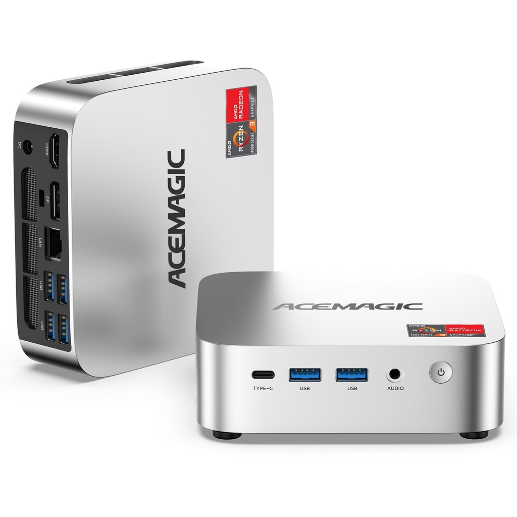 ACEMAGIC K1 Mini PC AMD Ryzen 4300U 16GB DDR4 1TB SSD Mini Computadoras (Turbo 3.7GHz), Win 11 Pro Radeon 4K Triple Display Computadoras de escritorio 3.2USB-C Max 28W, VESA GbE/WiFi/BT Educación/Negocios Oficina 
