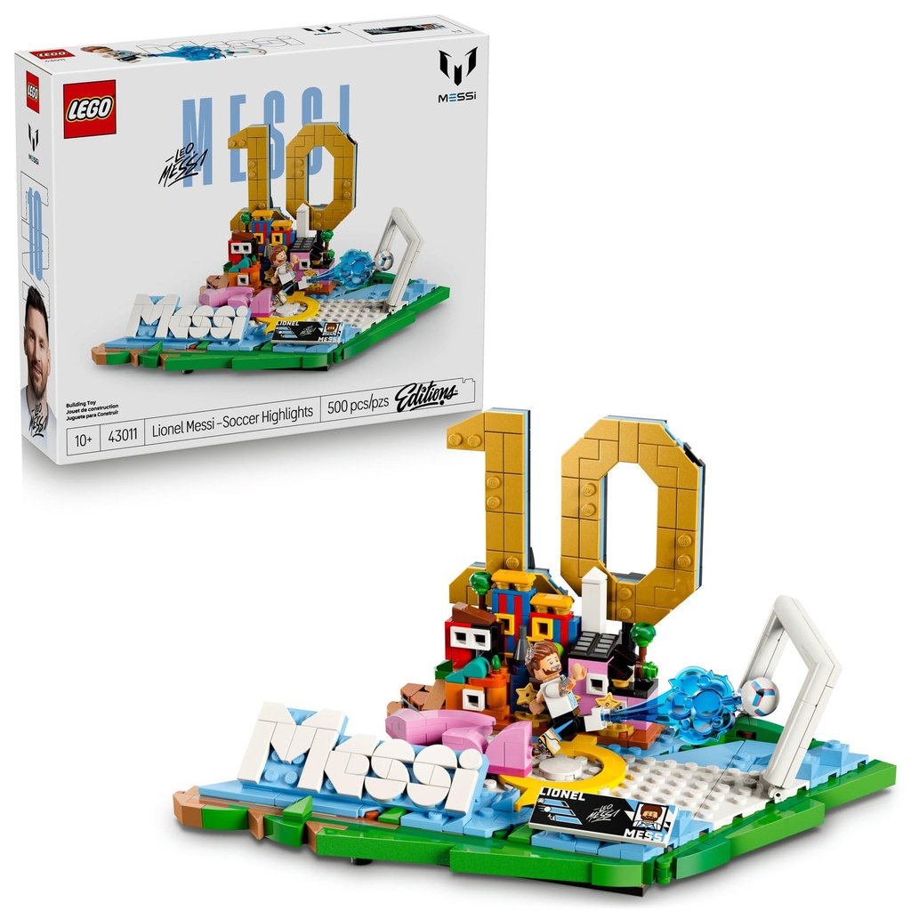 LEGO Editions Lionel Messi - Soccer Highlights - Building Set for Boys & Girls, Ages 10+ - Collectible Soccer Gift with Plaque - Kids Bedroom or Shelf Decor - 43011