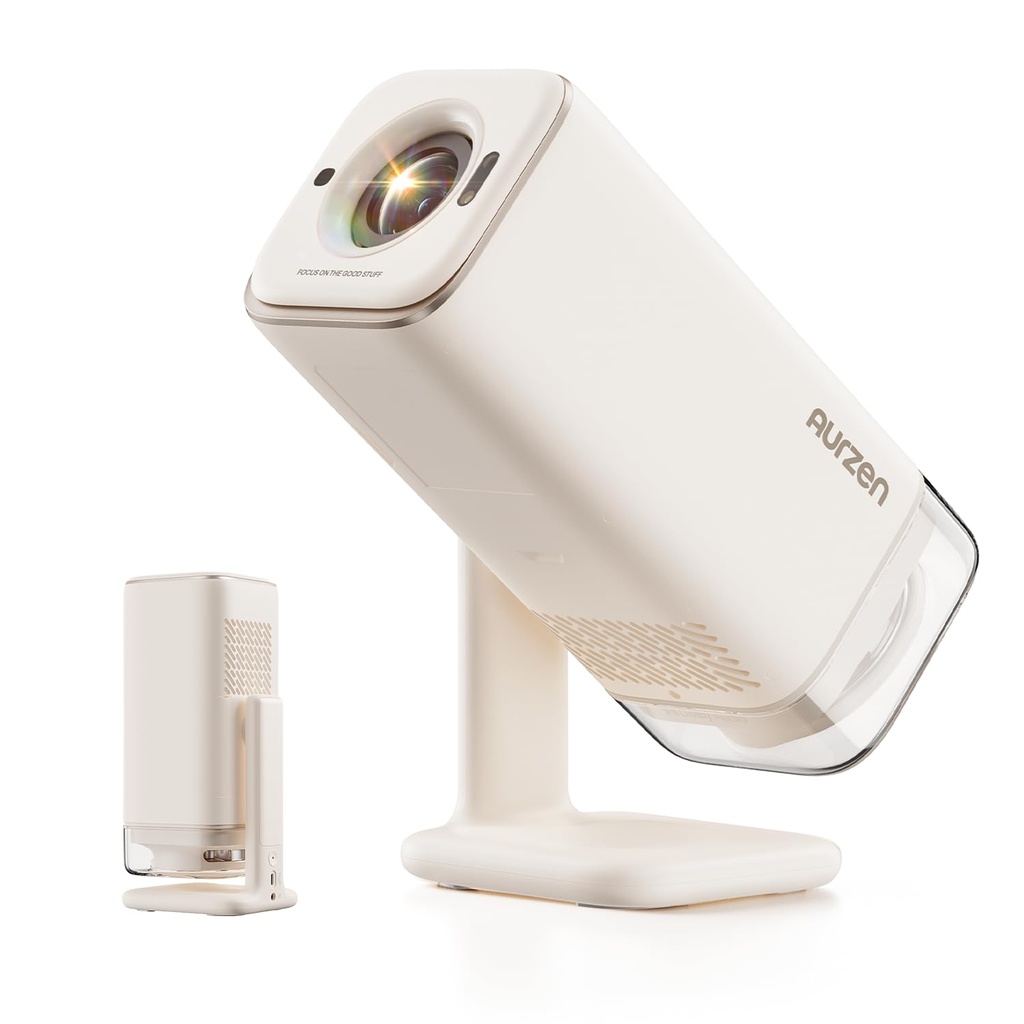 Aurzen BOOM Air - Proyector portátil Google TV con WiFi y Bluetooth, alimentado por USB-C, proyector inteligente para películas al aire libre y en casa, compatible con 4K, enfoque en tiempo real 