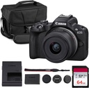 Canon Kit de cámara sin espejo EOS R50 - Cámara APS-C RF con lente de 0.709-1.772 in, video 4K, AF II de doble píxel y pantalla táctil de ángulo variable (5811C012) + bolsa de hombro + tarjeta de memoria de 64 GB