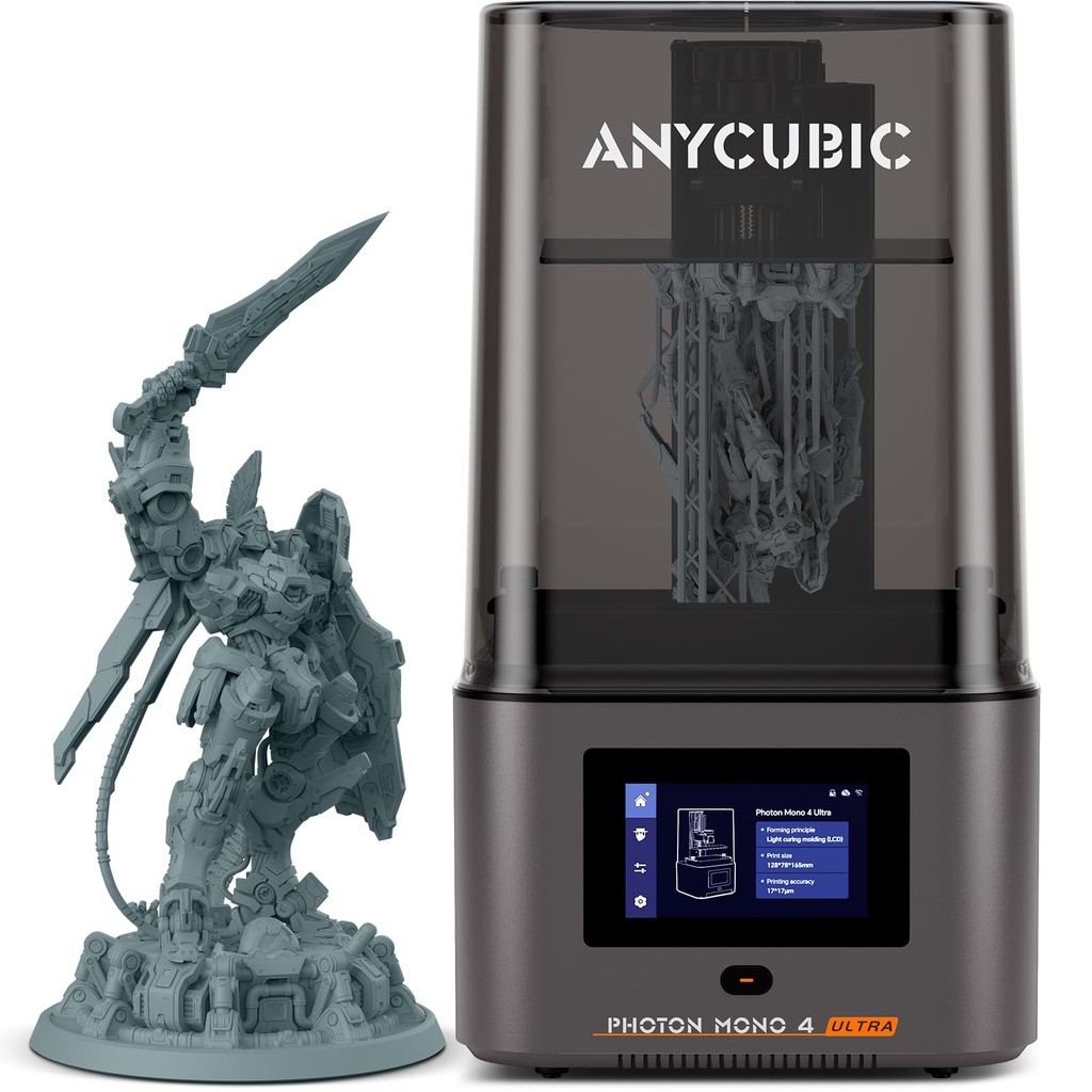 Impresora de resina 10K 3D, Photon Mono 4 Ultra con pantalla LCD mono de 7’’ y fuente de luz COB, velocidad máxima de impresión de hasta 120mm/h, pantalla táctil HD con 8 idiomas, tamaño de 