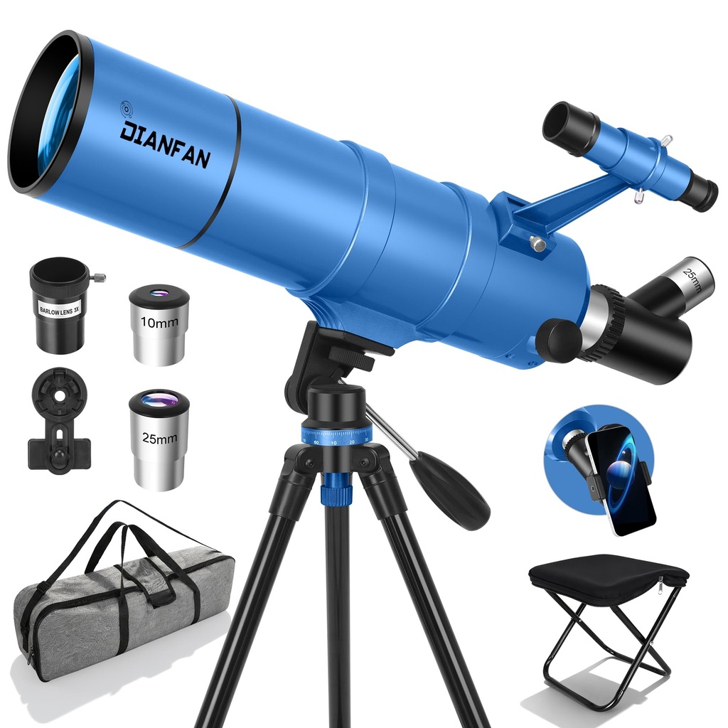 Telescopio Dianfan para niños y adultos, 90 mm de apertura y 550 mm de distancia focal, telescopio astronómico profesional para adultos de alta potencia, telescopios de viaje portátiles para principiantes con 