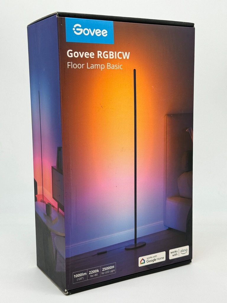 Govee RGBIC - Lámpara de pie, lámpara de esquina LED funciona con Alexa, lámpara de pie moderna inteligente de 1000 lúmenes con sincronización de música y 16 millones de colores
