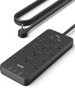 Anker - Regleta de protección contra sobretensiones (2100J), 12 salidas con 1 USB C y 2 puertos USB para iPhone 15/15 Plus/15 Pro/15 Pro Max, cable de extensión de 5 pies, enchufe plano, carga USB C