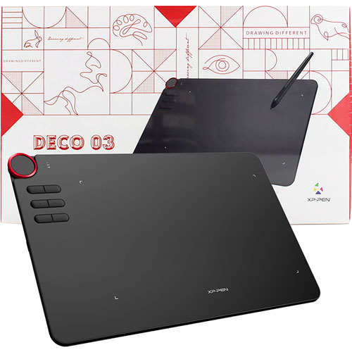 XPPen Deco 03 - Tableta de dibujo de gráficos digitales inalámbrica de 2.4G