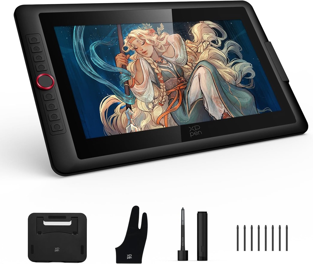 XPPen - Tableta de dibujo mejorada Artist 15.6 Pro V2 con pantalla 16384 Pen Pressure X3 Pro Stylus Graphic Art Tablet con vidrio antideslumbrante totalmente laminado con soporte de inclinación de