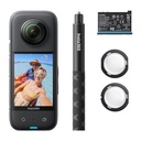 Insta360 X3 Kit de Vlog de 128 GB - Cámara de acción 360 con video HDR activo de 5.7K 360, cámara de lente única 4K, impermeable, estabilización FlowState, pantalla táctil de 2.29 pulgadas, edición AI 