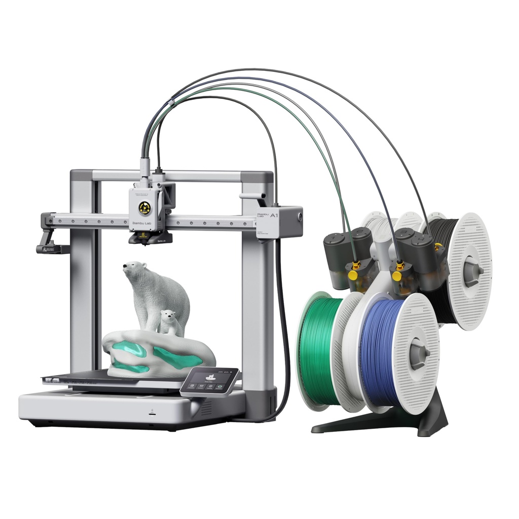 Bambu Lab A1 Combo, Impresora 3D A1 y AMS lite, Soporta Impresión 3D Multi-Color, Alta Velocidad y Precisión, Calibración Completa Automática y Compensación Activa de Tasa de Flujo, ≤48 dB Impresoras 