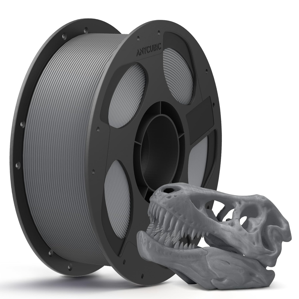 ANYCUBIC Filamento de ácido poliláctico para impresora 3D, filamento PLA para impresión 3D de 1.75mm, precisión dimensional +/- 0.02mm, carrete de 1 kg (2.2 libras), textura gris