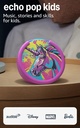 Amazon Echo Pop Kids (modelo más reciente), Disfruta audiolibros apropiados para su edad, juegos interactivos y experiencias Alexa+ para crear y aprender, diseño Unicorn 